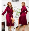 Lovasy Womens Silk Robe Satin Long Bride Robes with Pockets S-XXL(Purplish Red)